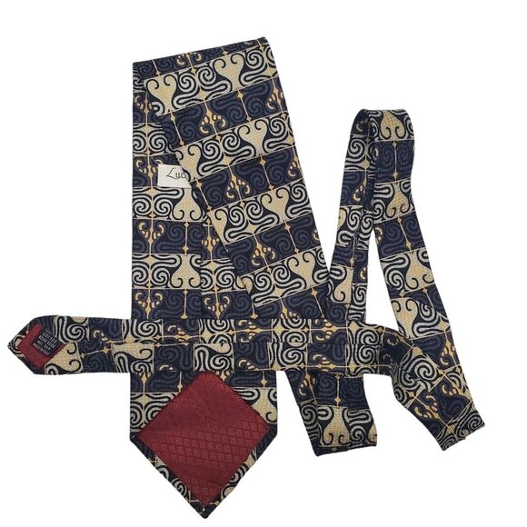 Luciano Gatti Vintage Gray Silver Geometric Abstract All Silk Italy Made Tie - Picture 3 of 3
